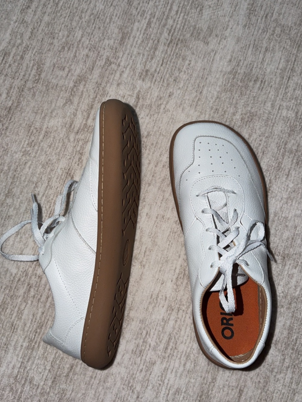 White Leather Lace-Up Sneakers - Picture 2 of 3